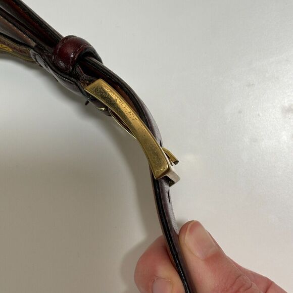 Trafalgar Mens Cognac Brown Genuine Cortina Leather Dress Belt Sz‎ 44 USA Made - Picture 9 of 11